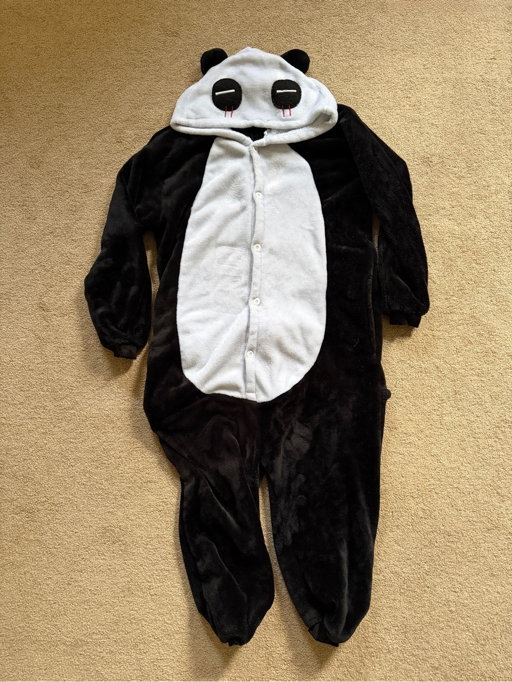 Kids Black & White Panda Hooded One-Piece Bodysuit